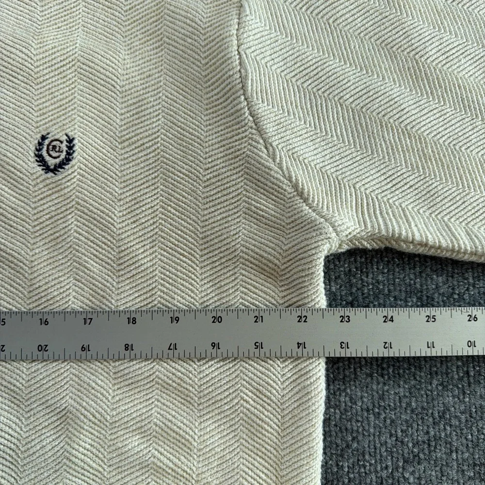 Chaps Ralph Lauren Mens Medium Cream Chevron Knit Crewneck Cotton Sweater Chunky